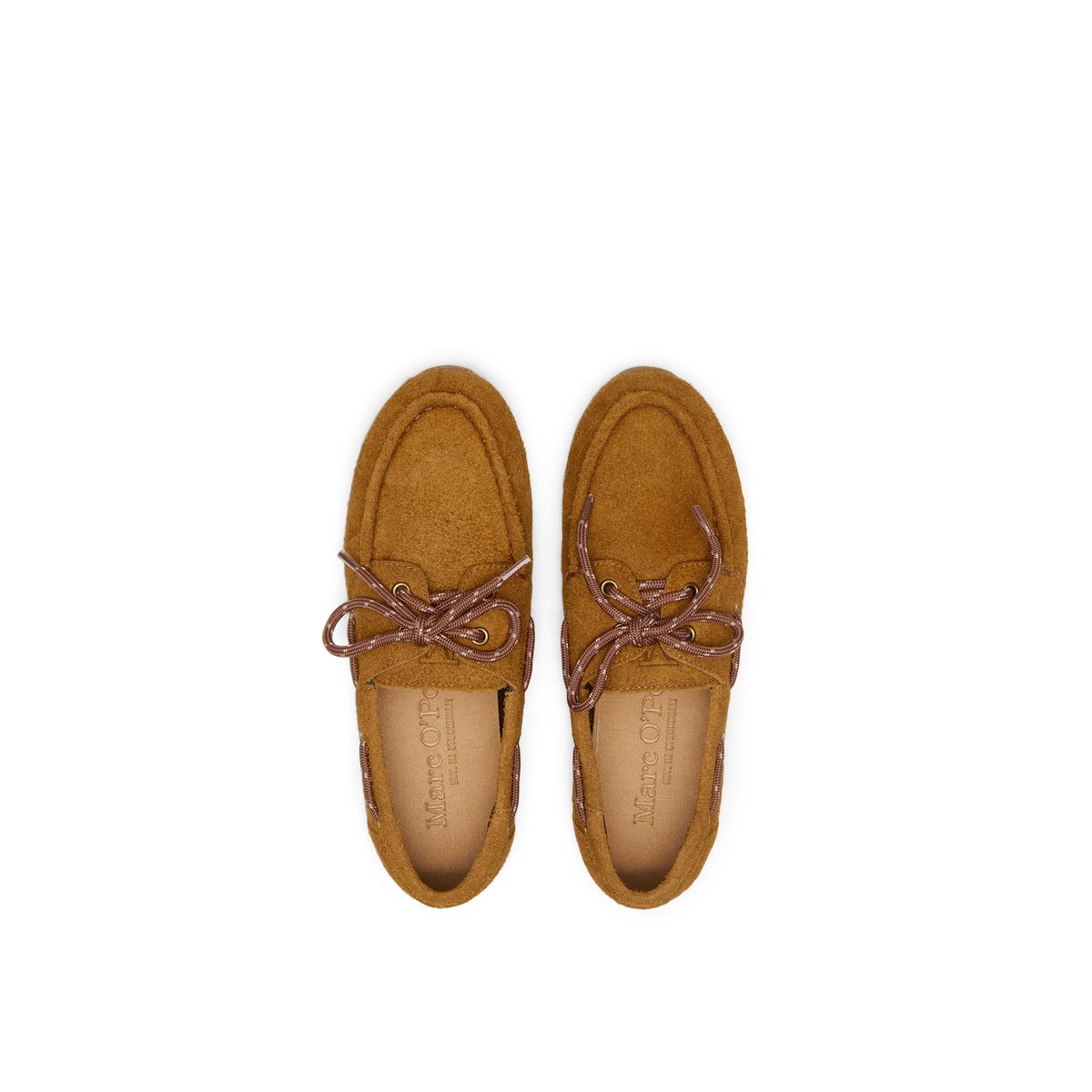 Chaussure bateau en cuir velours à poils longs braun, MARC O'POLO