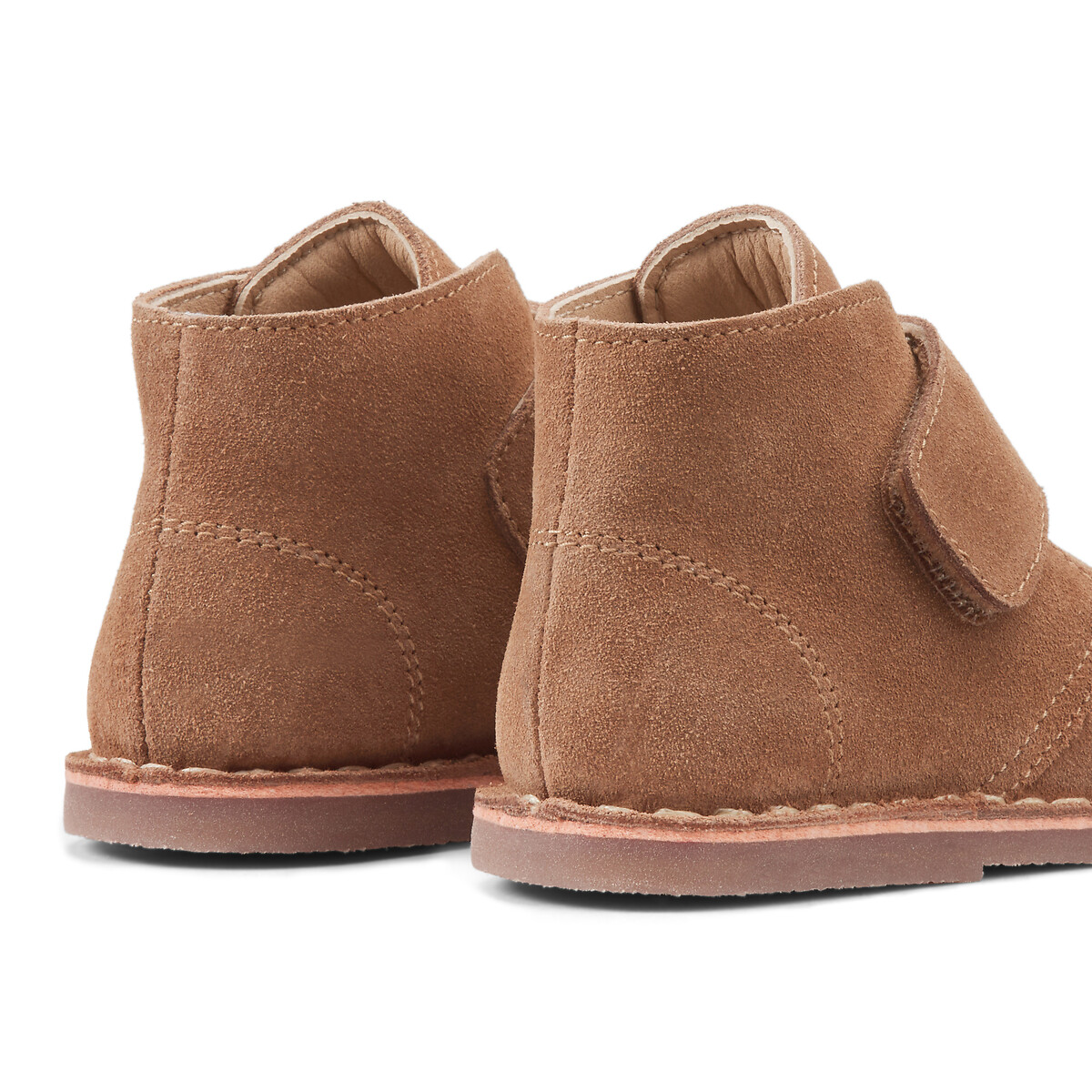 Kids Leather Ankle Boots with Touch 'n' Close Fastening beige, LA REDOUTE COLLECTIONS