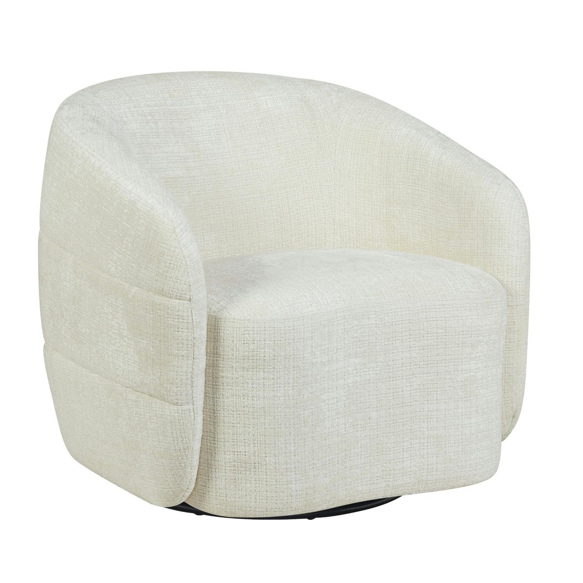 Fauteuil pivotant en tissu chenille BELORA ecru, PIER IMPORT