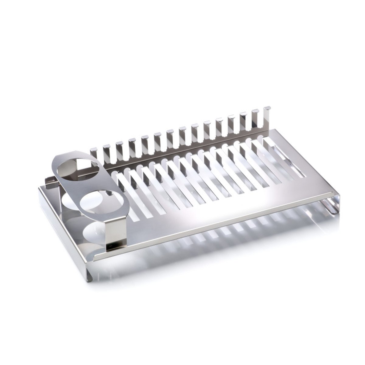 Égouttoir à vaisselle en acier inoxydable avec porte-couverts, MILU argent, DON HIERRO