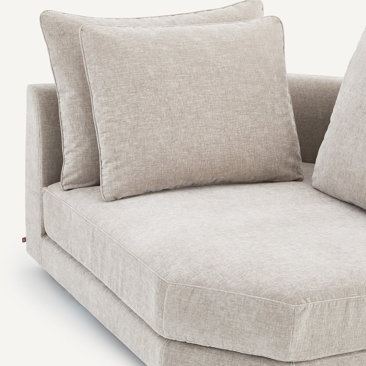 Canapé d'angle modulable en velours chenille, TIBERIO gris clair, AM.PM