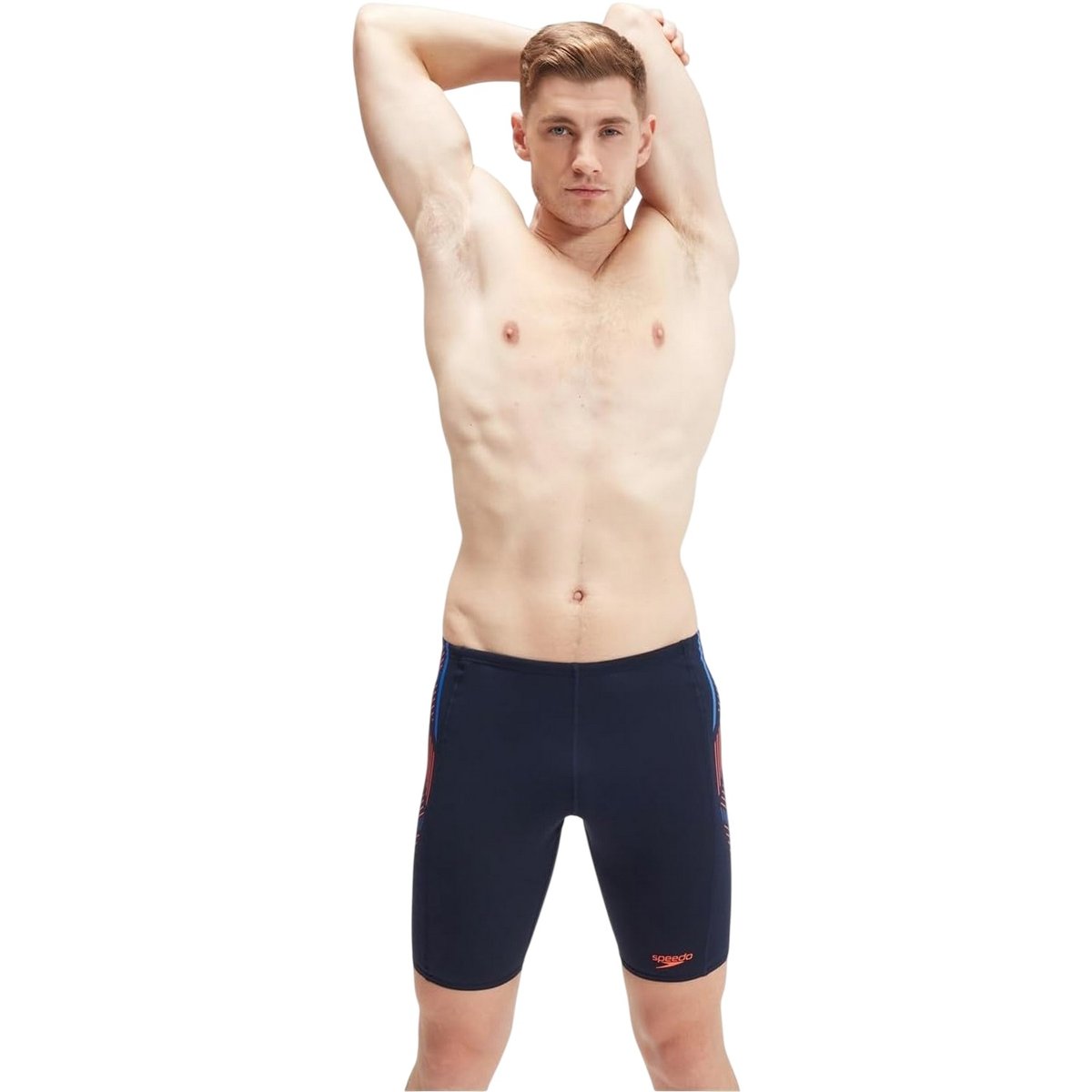 Jammer de natation motif/style à rayures bleu marine / orange, SPEEDO