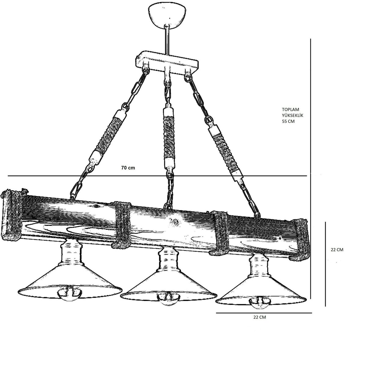 Suspension industrielle en bois CAMOGLI bois brun, PIER IMPORT