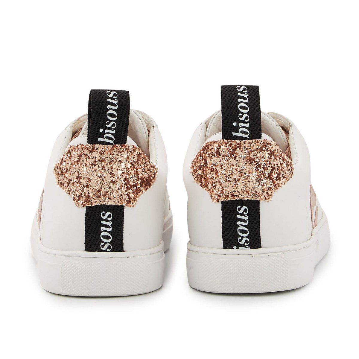 Baskets En Cuir Betty Metalic Lace blanc, BONS BAISERS