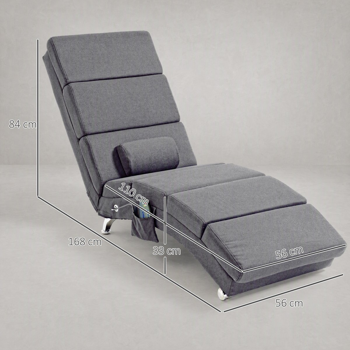 Fauteuil de massage inclinable Tissu effet gris foncé, HOMCOM