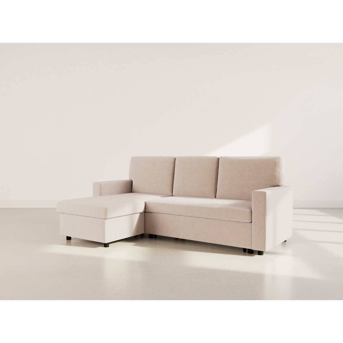 Canapé d’angle convertible velours côtelé, MEIYA beige, BEST MOBILIER