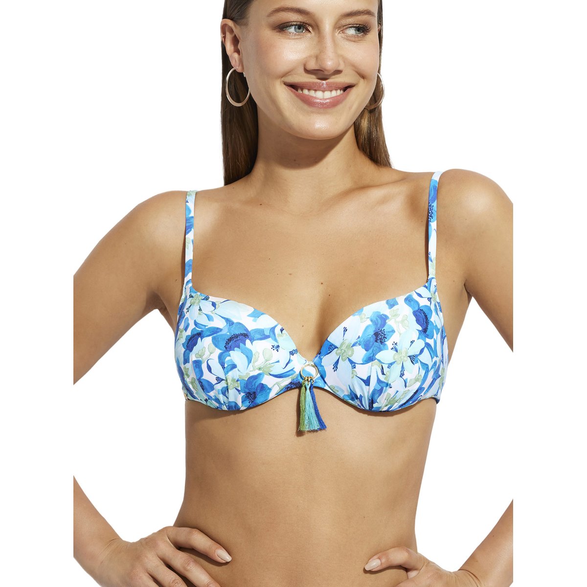 Haut maillot de bain préformé multipositions Rosé bleu, SELMARK MARE