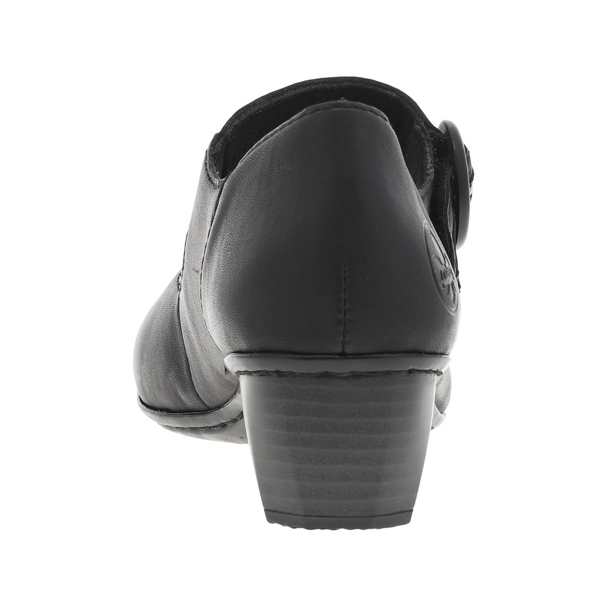 Escarpin cuir talon décroché bas noires, RIEKER