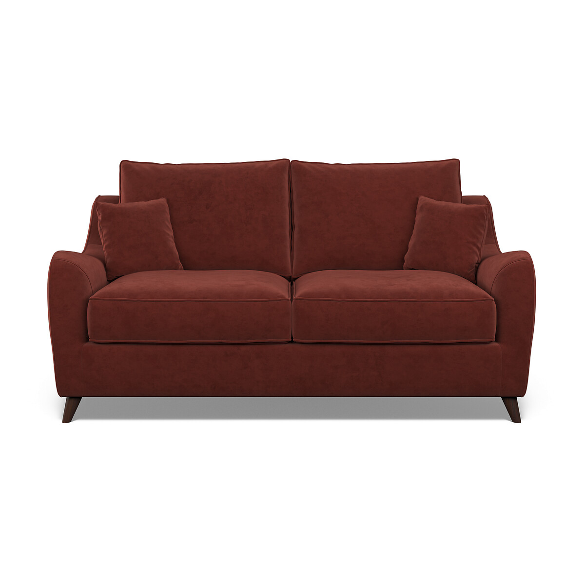 Amelia Velvet 2 Seater Sofa with Dark Wood Legs burgundy, ÉDITÉ