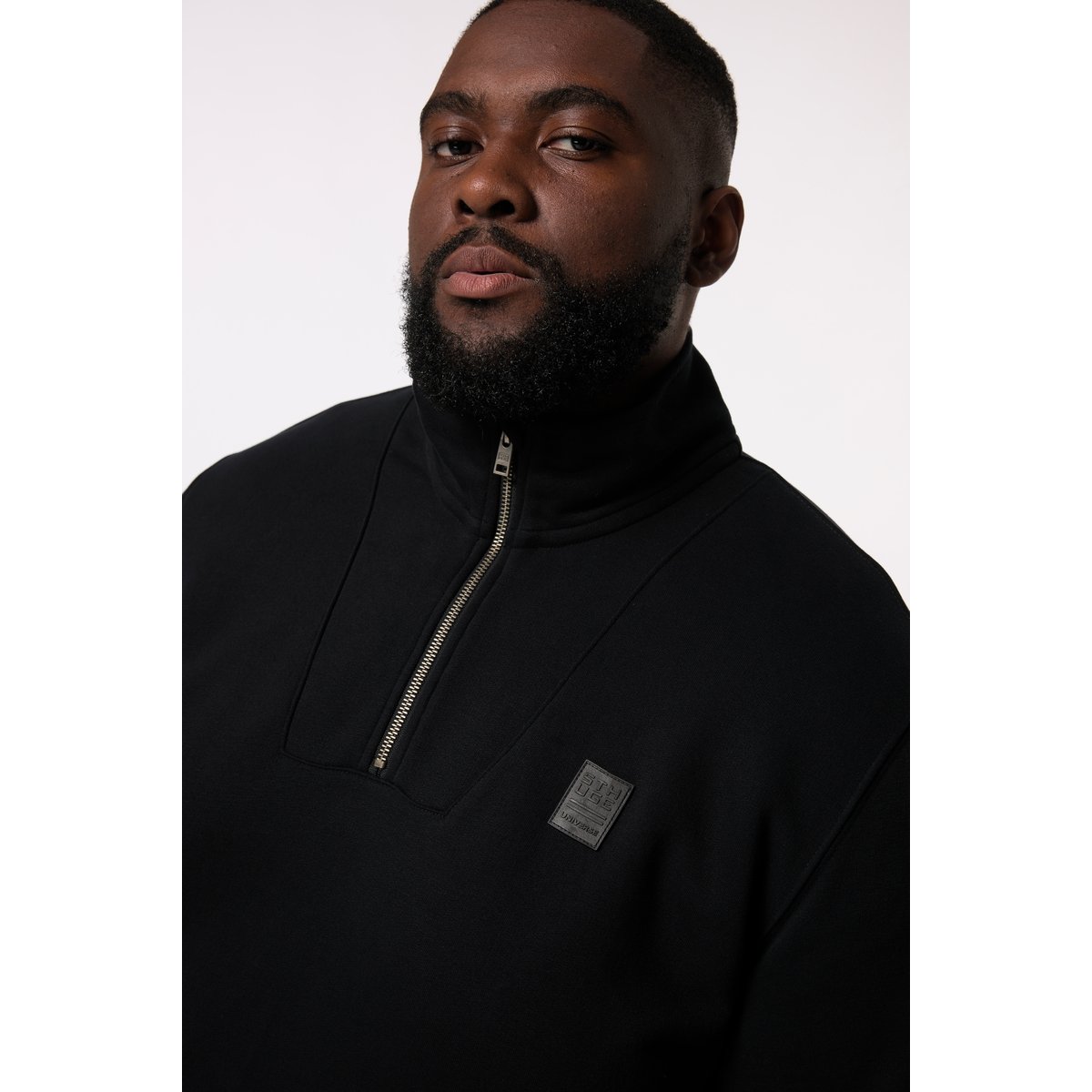 Pull en molleton, flocage noir, STHUGE
