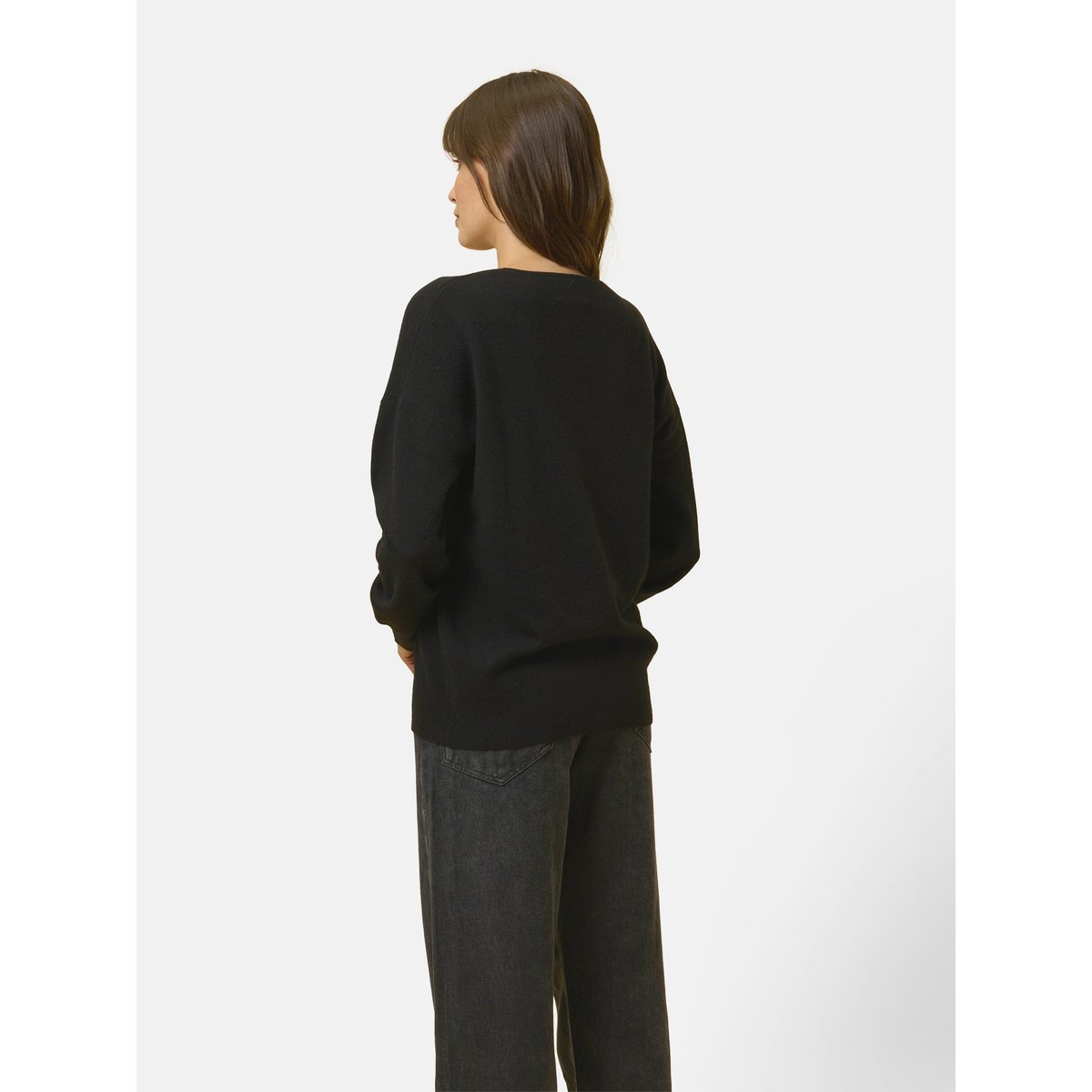 Pull Col V Noir Birse noir, JUST CASHMERE