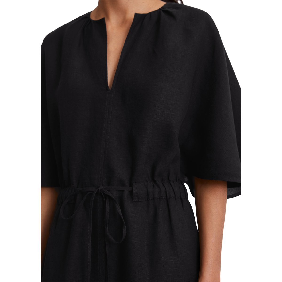 Robe en lin flared en qualité légère noir, MARC O'POLO