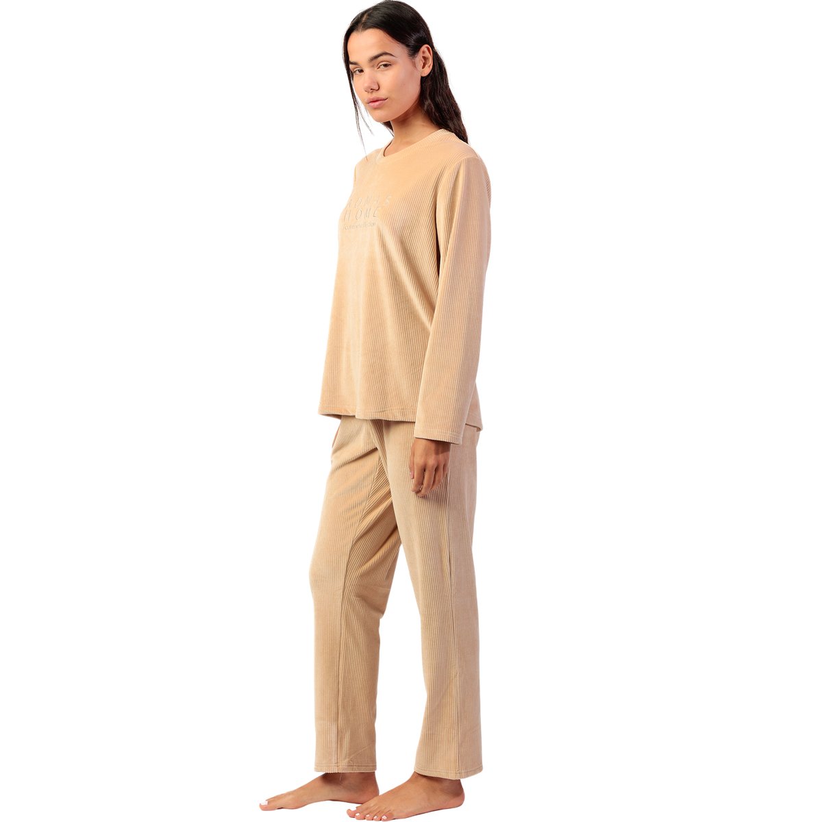 Pyjama pantalon top manches longues ADM Home beige, ADMAS