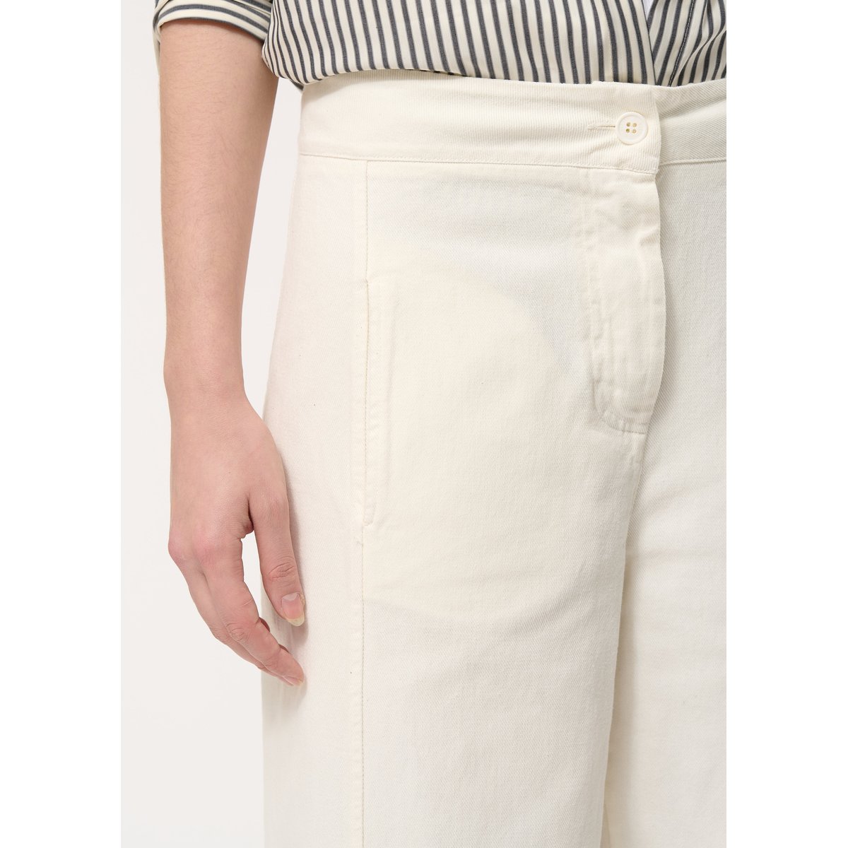 Pantalon barrel en coton taille haute naturel, HUMILITY