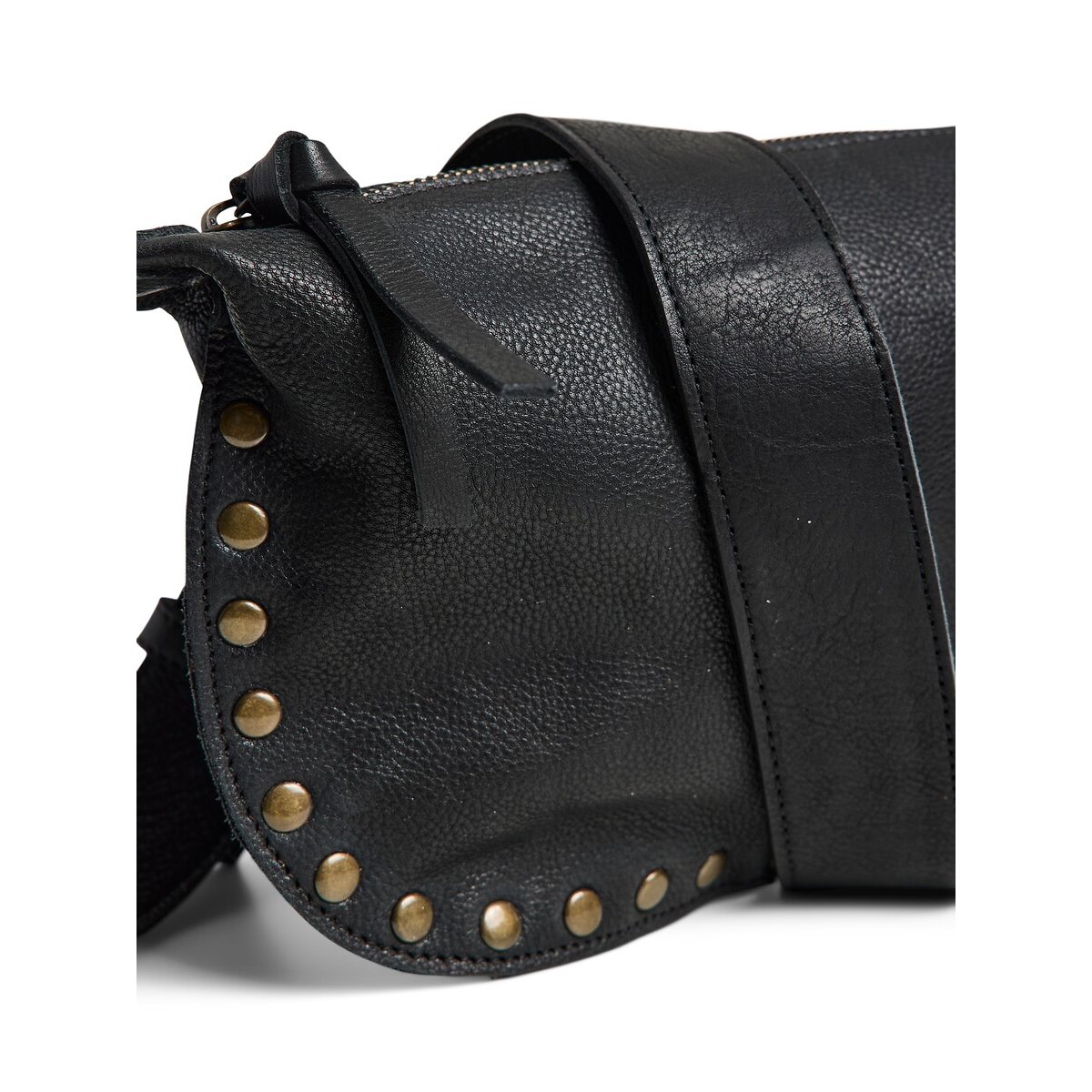Ashley Leather Crossbody Bag black, PIECES