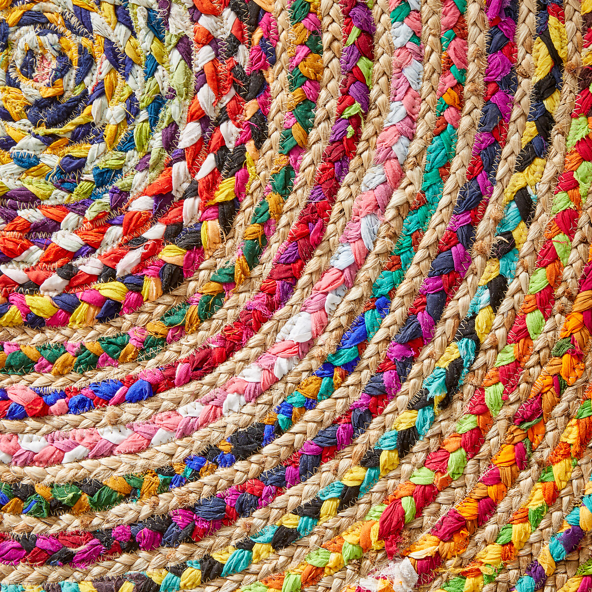 Jaco 150cm Diameter Colourful Round Jute & Cotton Rug multi-coloured, AM.PM