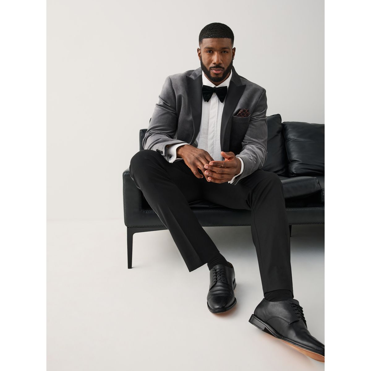 Blazer moulant en velours et motionflex gris, NEXT