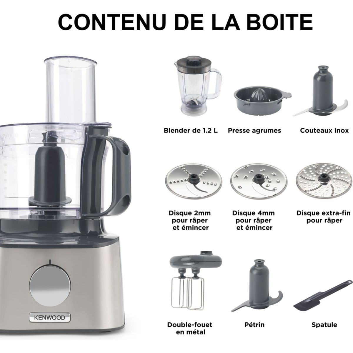 Robot multifonction Multipro Compact FDM302SS inox satinã©, KENWOOD