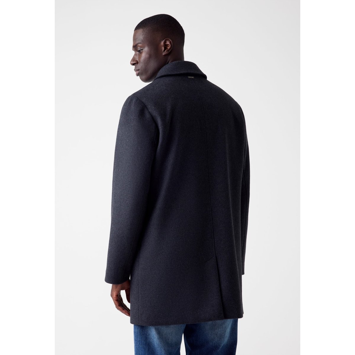 Manteau Ajusté Mélange Laine Melton gris foncé, GUESS