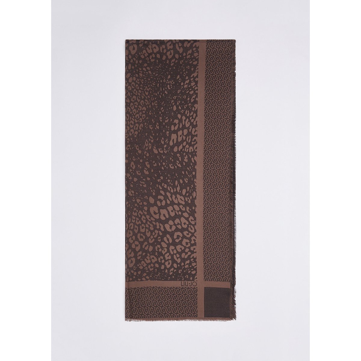 Étole jacquard imprimé animal avec logo noir, LIU JO