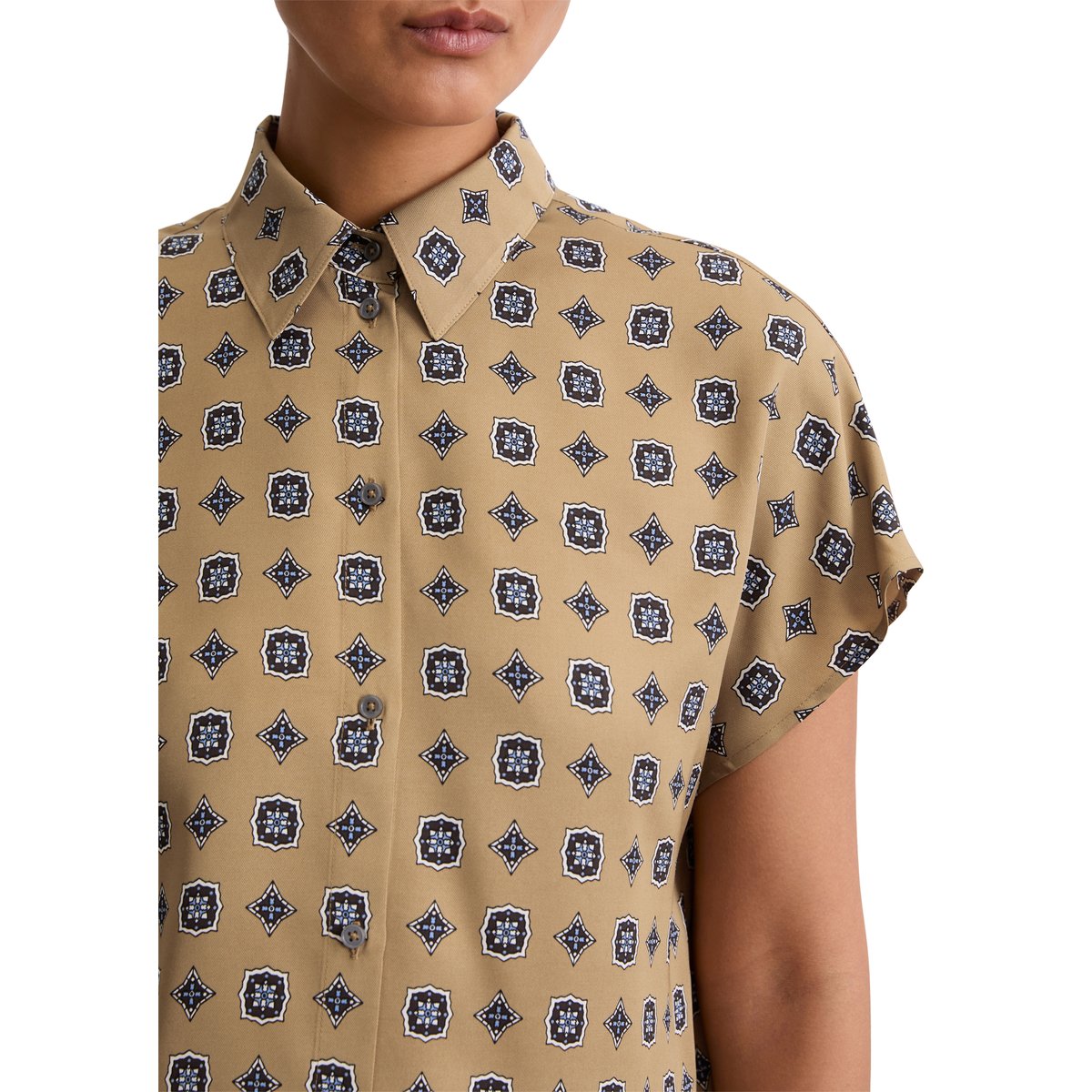 Blouse à motifs regular en sergé de viscose beige, MARC O'POLO