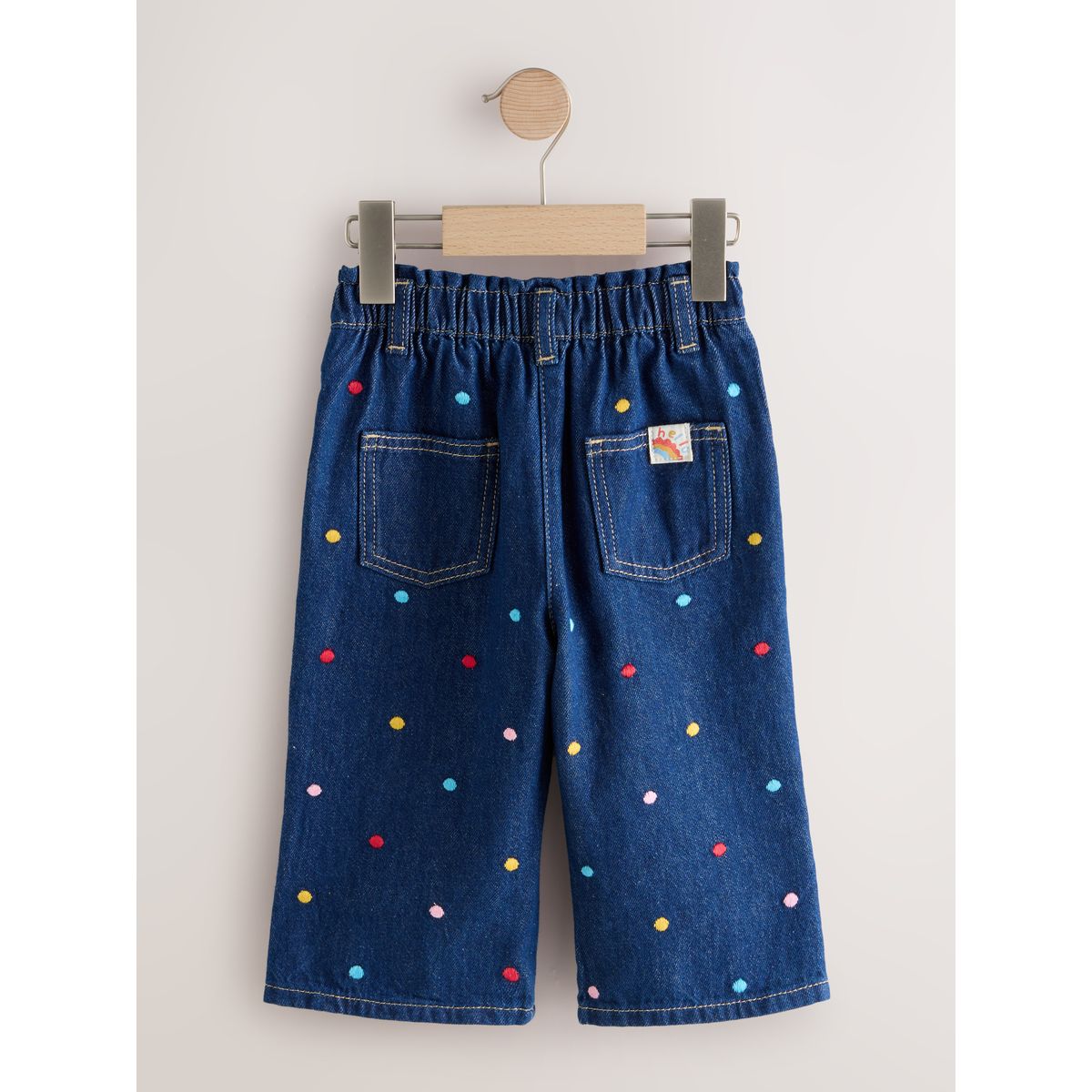 Jean large tache arc-en-ciel brodée, NEXT