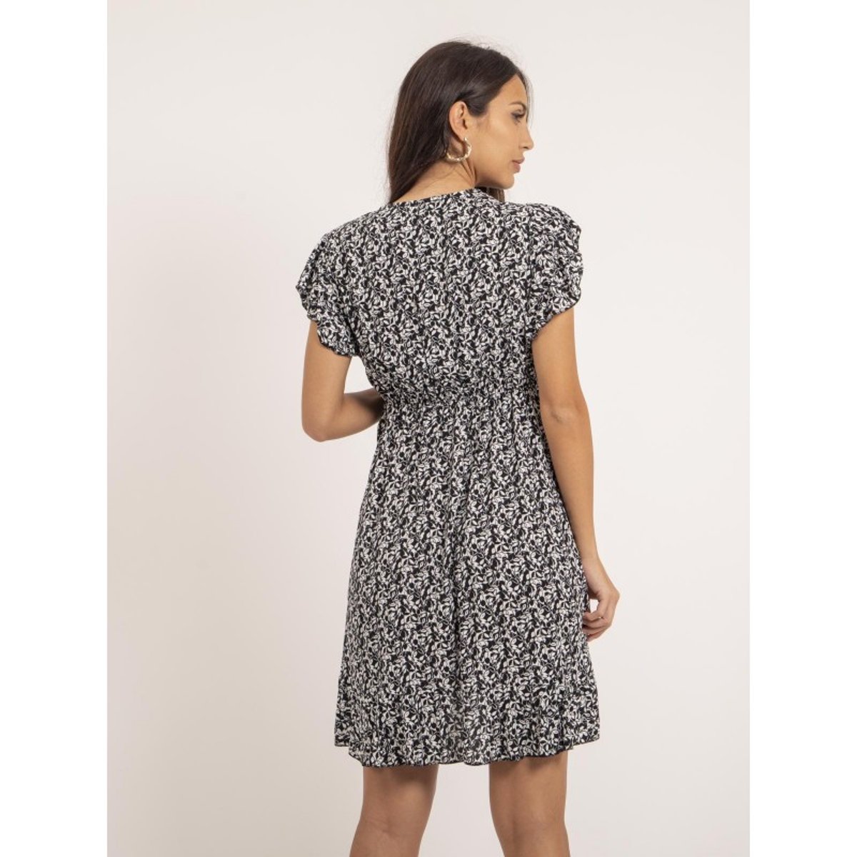 Robe Courte Portefeuille Motifs Ineza noir, DONA LISA