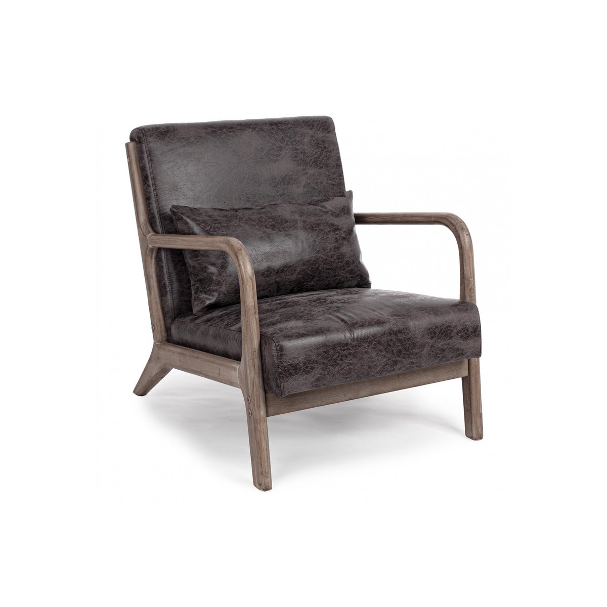 Fauteuil avec accoudoirs en lin matelassé - SEVENTIES marron, HELLIN, DEPUIS 1862