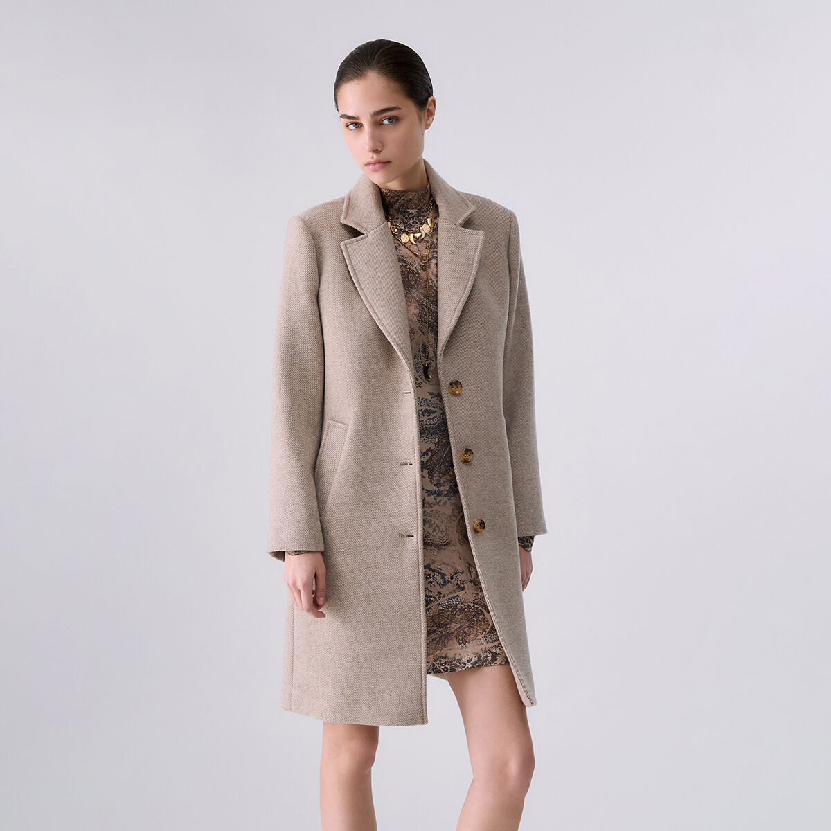 Manteau mi-long en tissu beige, LIU JO