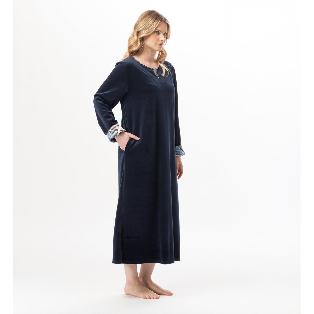 Robe longue en velours BRADLEY 141 bleu, LE CHAT