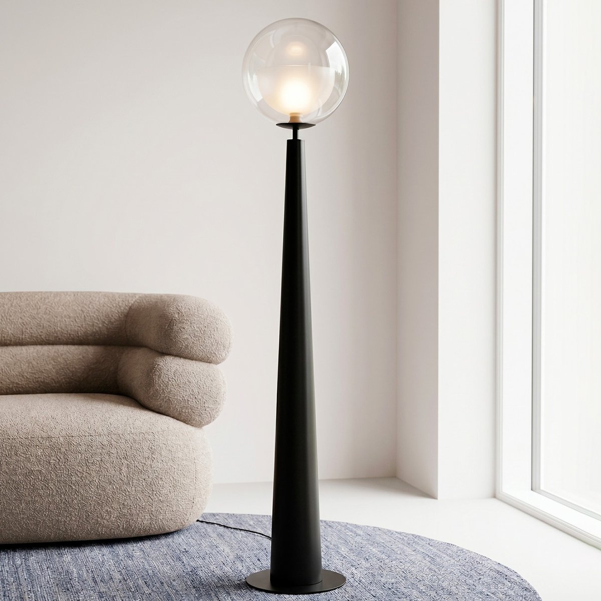 Lampadaire en verre et acier, DISCO BALL noir, KARE DESIGN