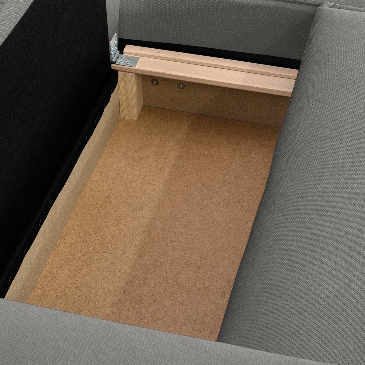 Canapé d'angle à droite convertible 3 places en tissu chenille - ASTI gris, HOMIFAB