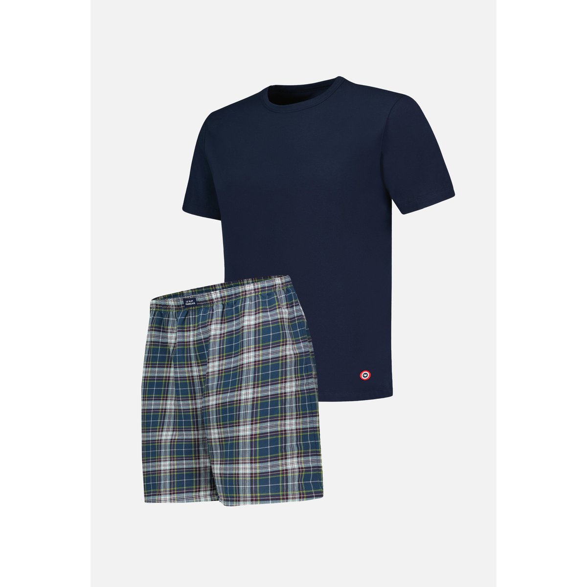 Ensemble pyjama haut et short en coton FORMIDABLEJACOB marine tartan canard, LE SLIP FRANCAIS