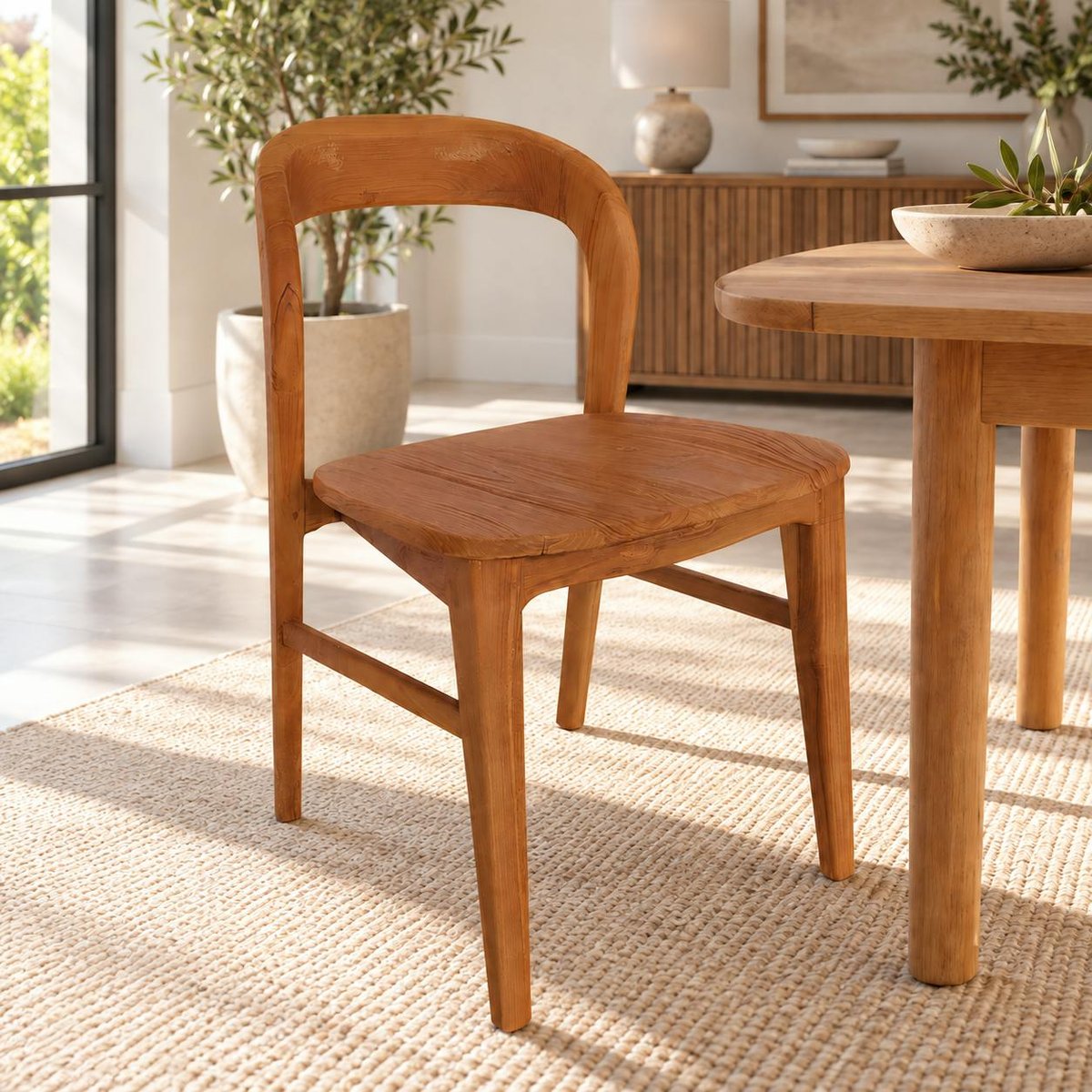 Chaise en teck massif à dossier arrondi (lot de 2) DEPOK bois naturel, PIER IMPORT