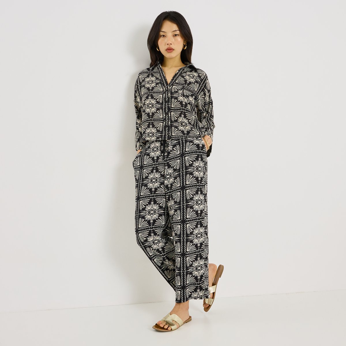 Chemise imprimé ethnique noir, GRAIN DE MALICE