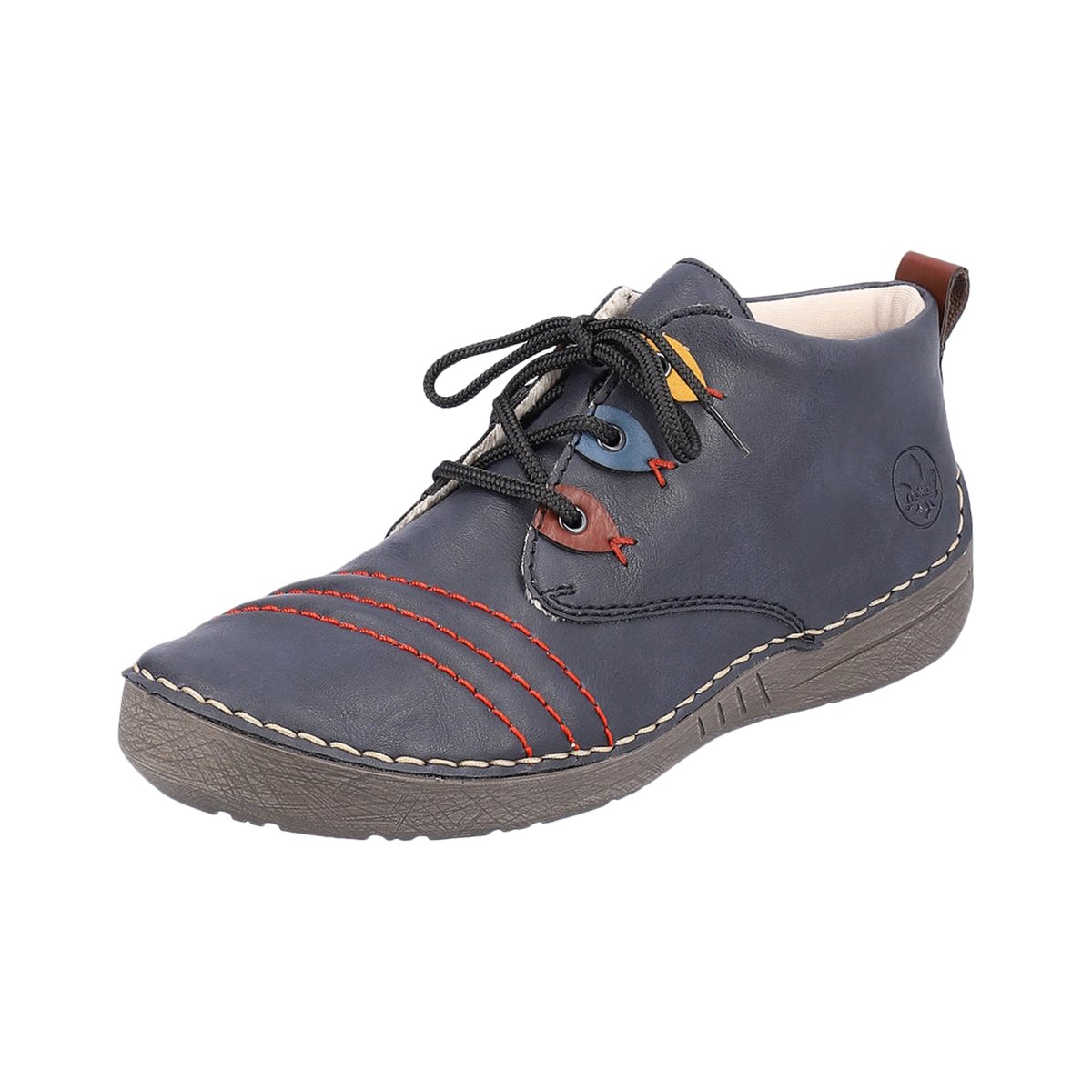 Baskets mi-hautes à semelle montante au talon, ?illets bleu marine, RIEKER
