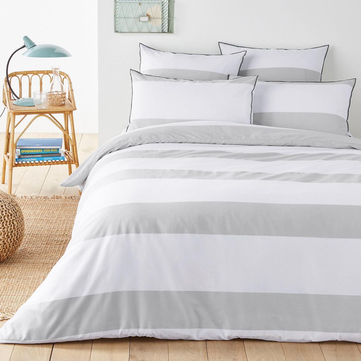 Housse de couette coton, Yacht gris/blanc, LA REDOUTE INTERIEURS