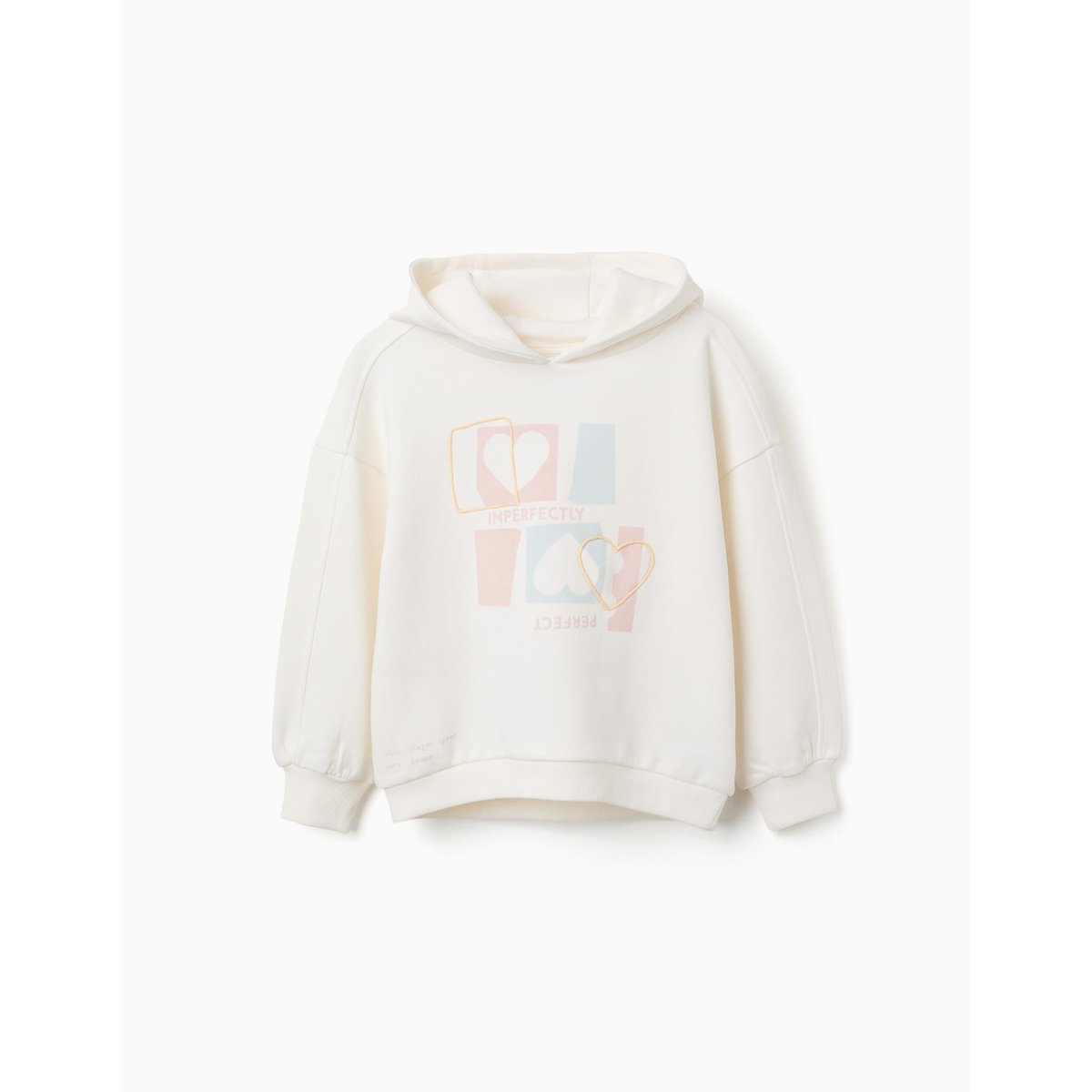 Sweat en coton à capuche avec imprimé cœur blanc, ZIPPY