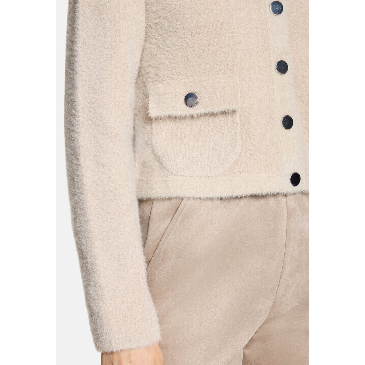 Cardigan en maille à poches plaquées taupe, BETTY BARCLAY