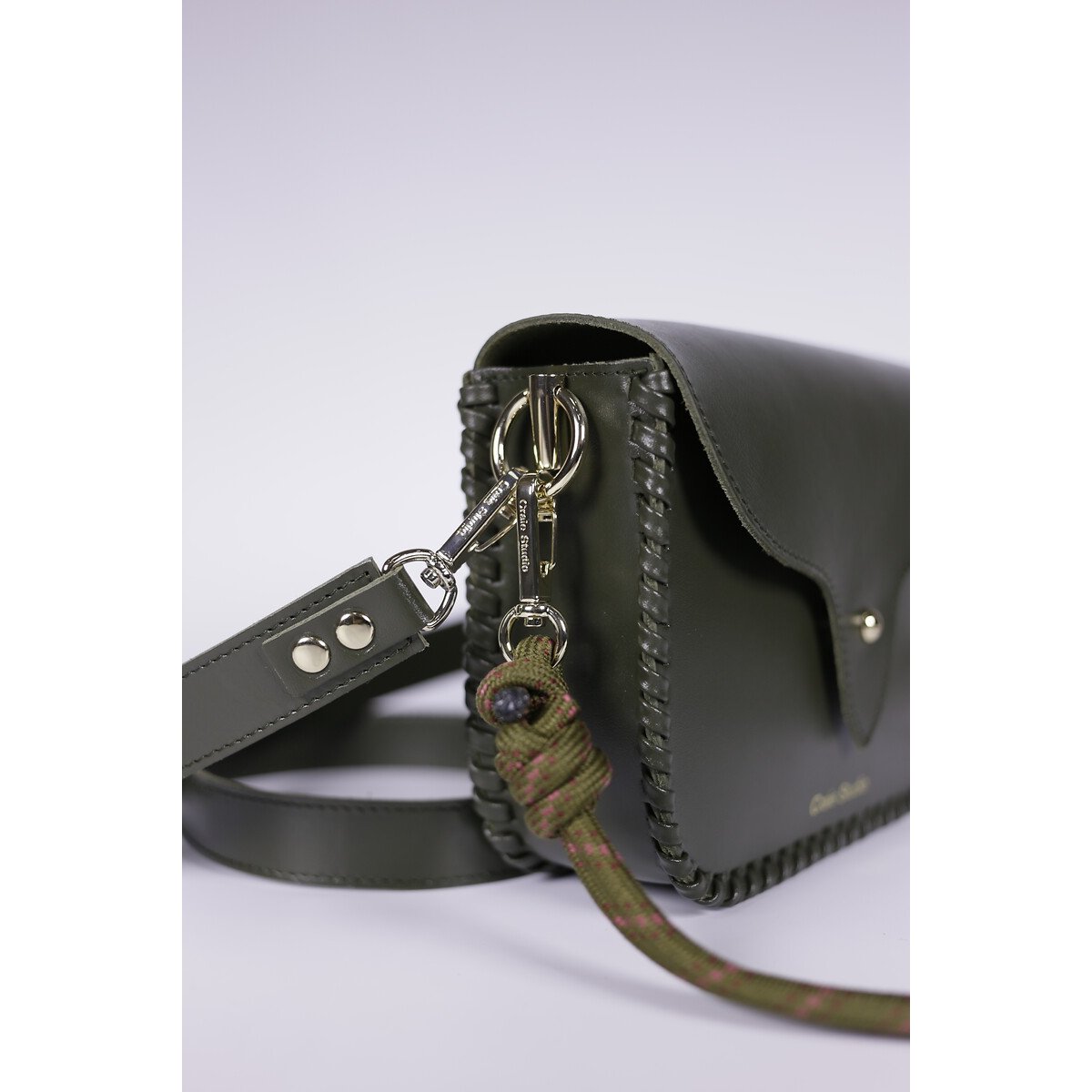 Sac besace en cuir, WEST vert foncé, CRAIE STUDIO