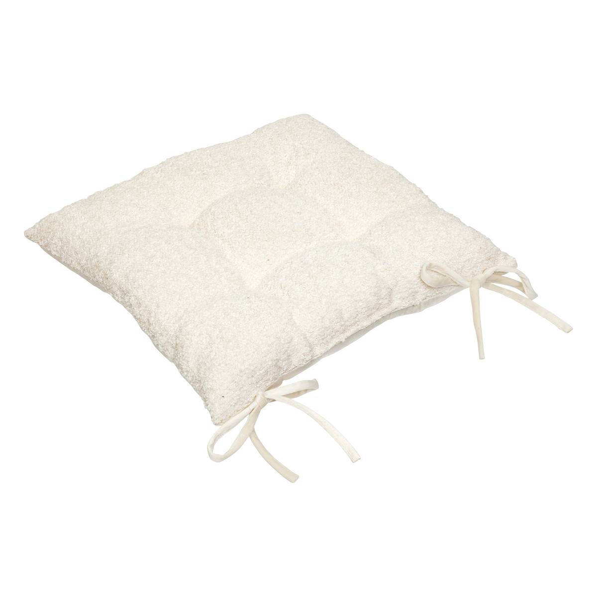 Galette de chaise en bouclette SOANA ivoire, ATMOSPHERA