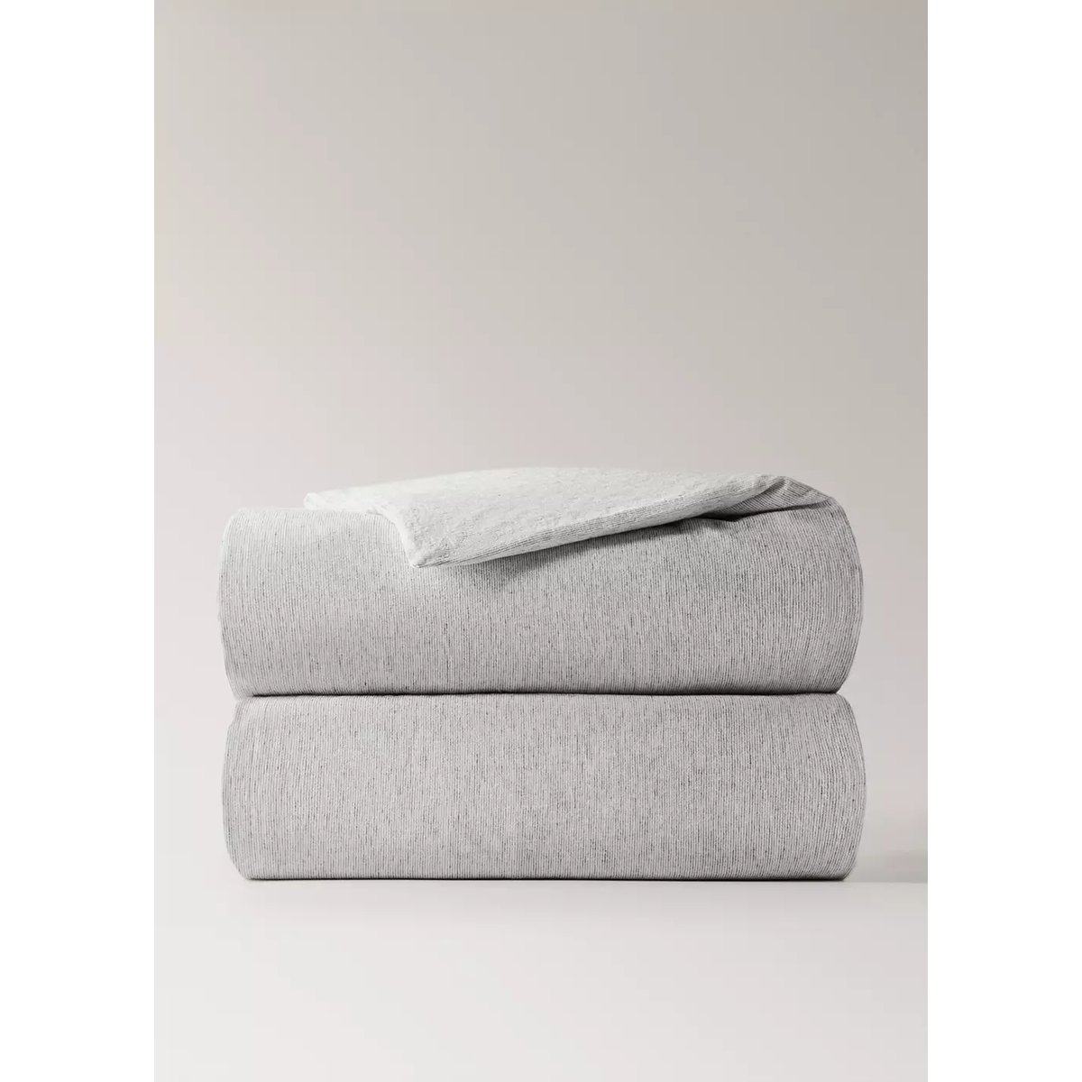 Housse de couette coton lin à rayures fines Lit 150/160 cm gris, MANGO HOME