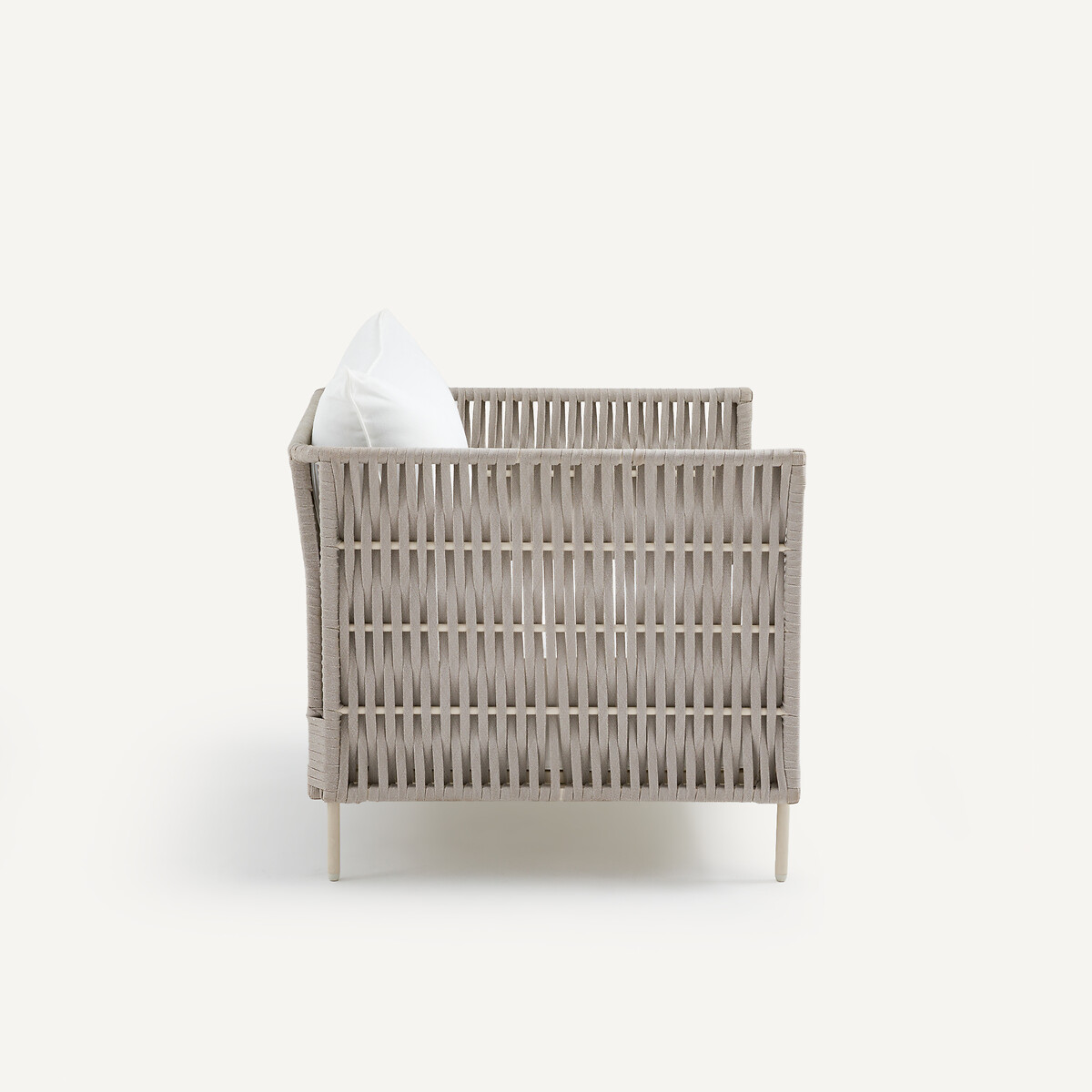 Fauteuil de jardin en sangles tressées, LEANDRA naturel/blanc, AM.PM