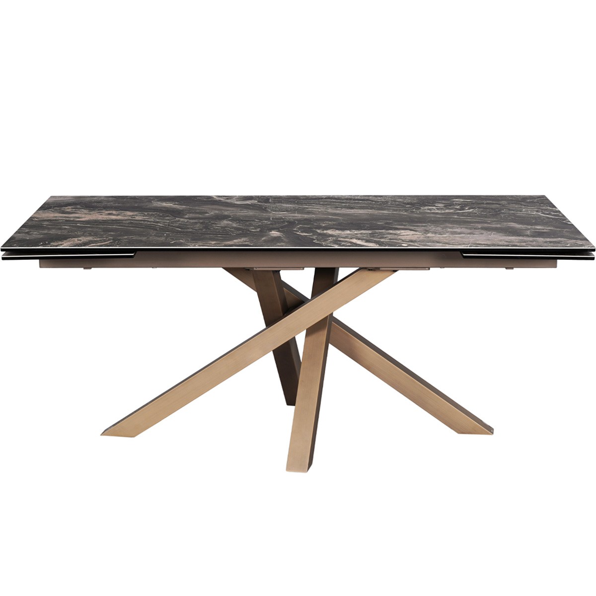 Table à manger extensible 8/10 couverts en céramique effet Marbre - MOLINA marbre brun emperador, HOMIFAB