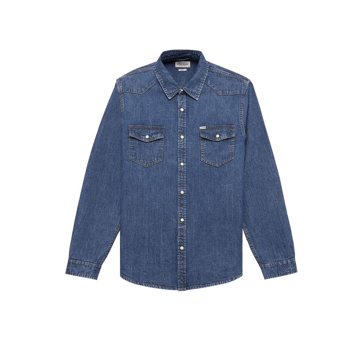 Chemise Slim En Jean À Manches Longues bleu, GUESS JEANS