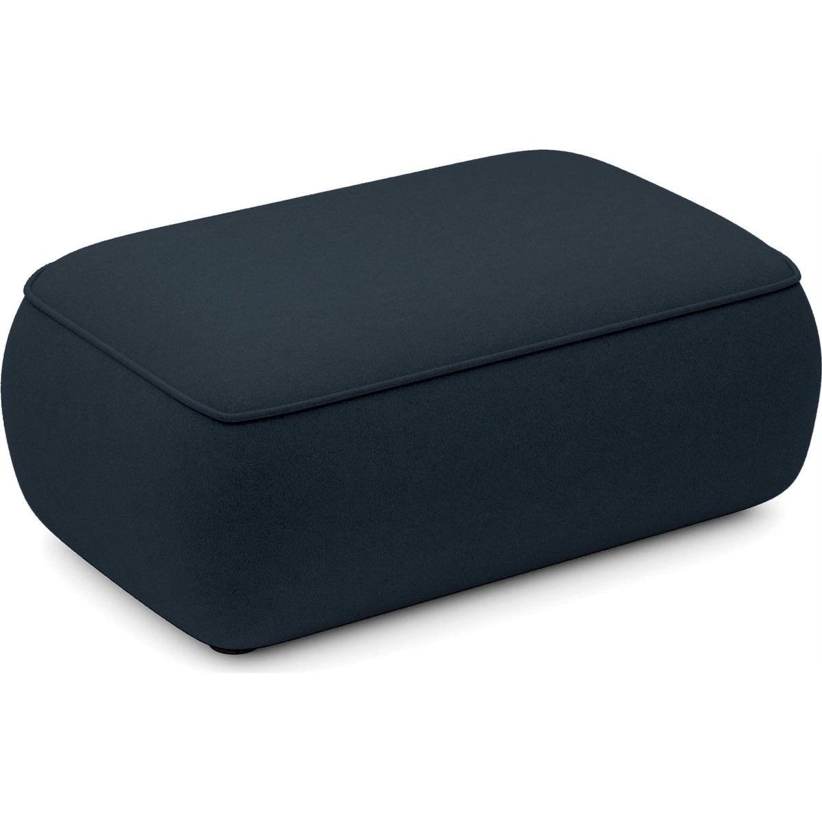 Pouf rectangulaire arrondi en velours OVO bleu pétrole, RECOLLECTION