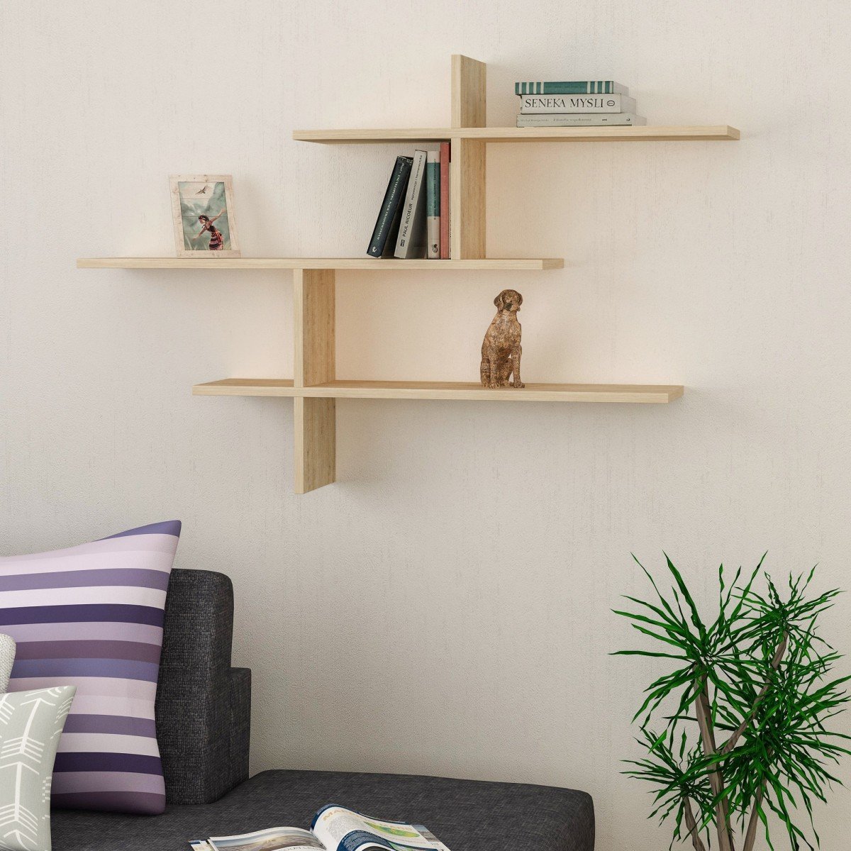 Etagère murale suspendue L123 cm - LEO chêne, CALICOSY