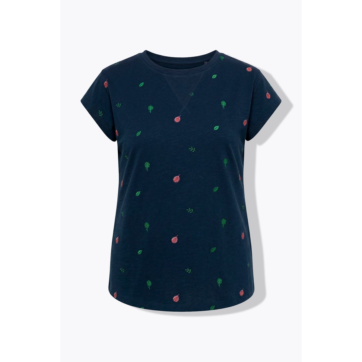 T-shirt en coton bio, motif artichauts marine, ULLA POPKEN
