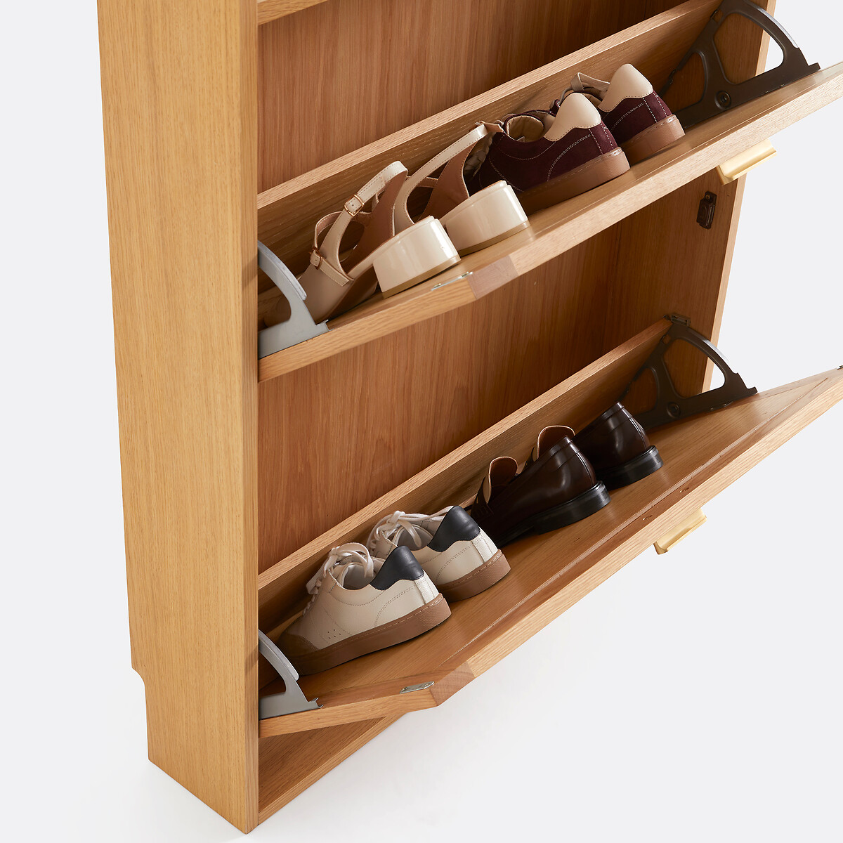 Armoire à chaussures, jusqu'à 8 paires, avec 2 abattants et miroir, MATHEO plaqué chêne naturel, LA REDOUTE INTERIEURS