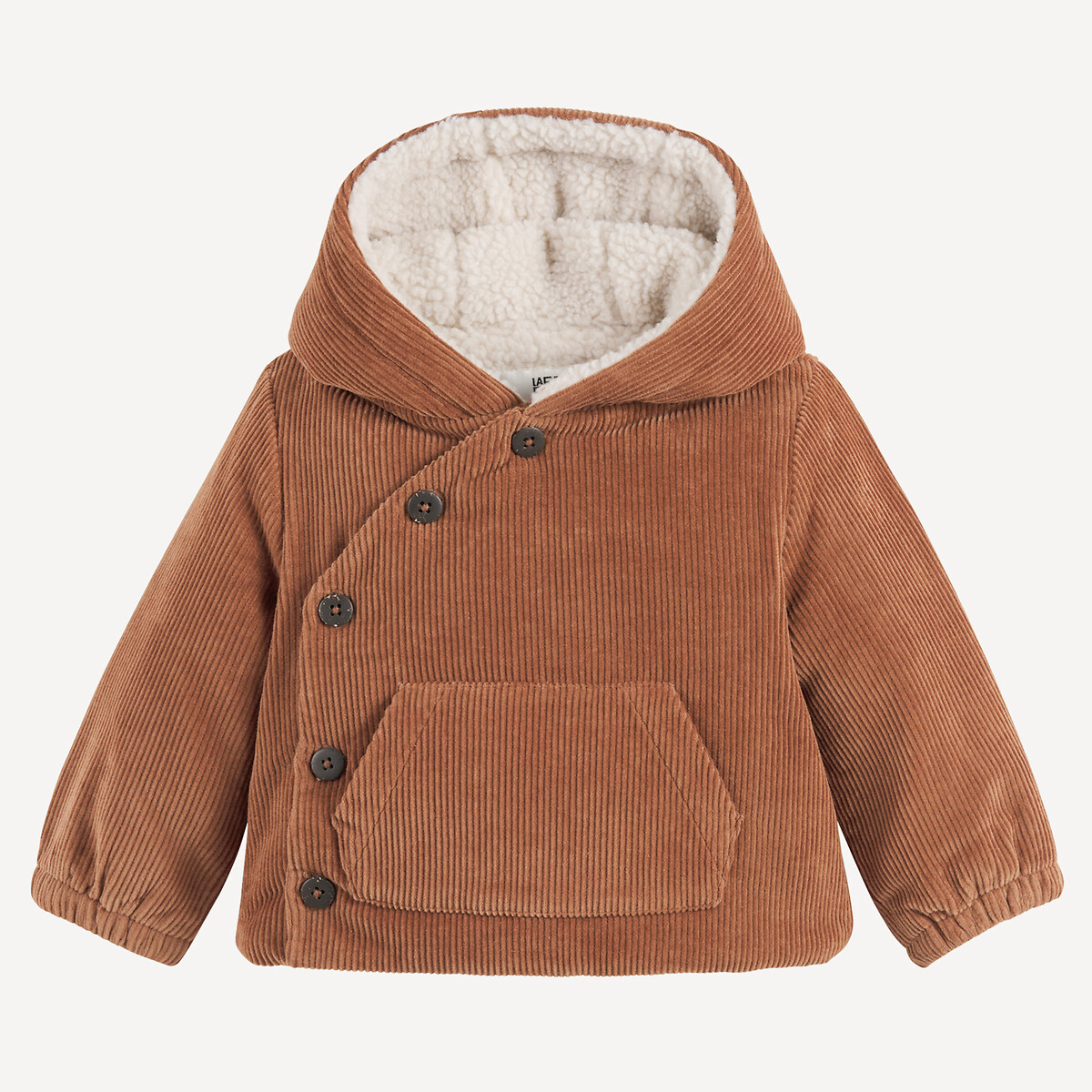 Manteau chaud à capuche en velours doublé sherpa beige, LA REDOUTE COLLECTIONS